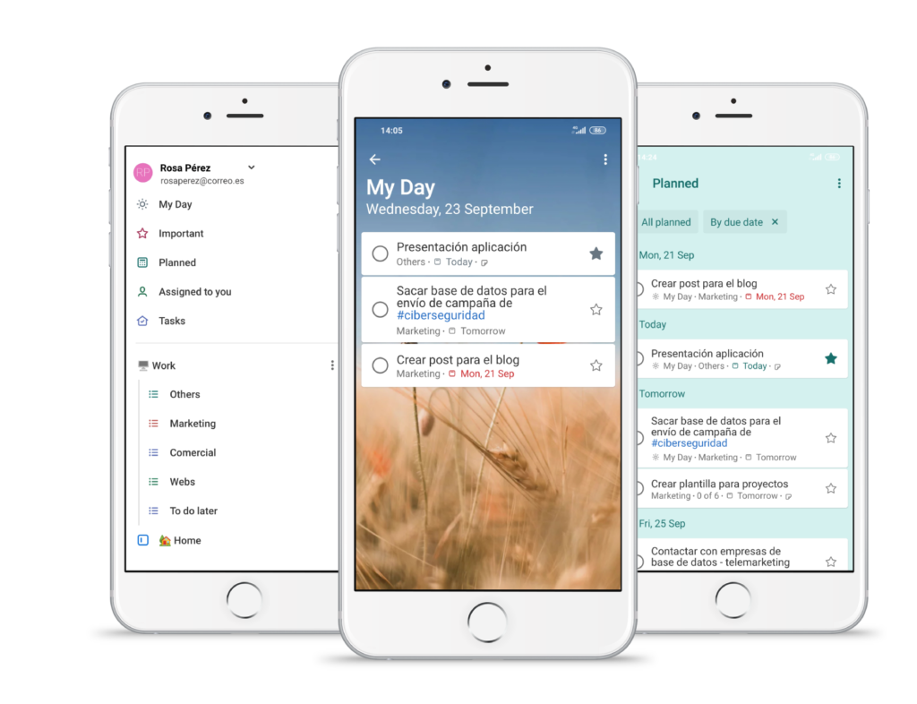vista móvil de la app para la gestión de tareas to do