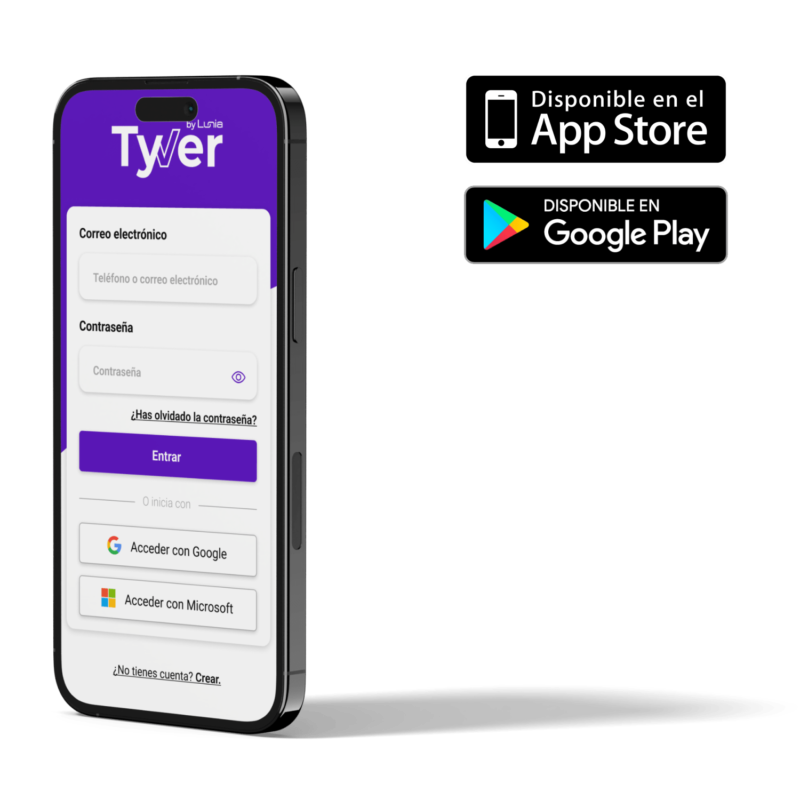 Aplicación móvil de Tyver disponible en Google Play y Apple Store